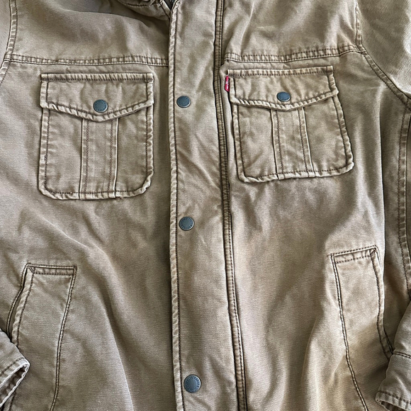 Men's Levi Strauss & Co. Tan Cotton Jacket Size L – Corduroy Collar Quilte - Picture 3 of 12